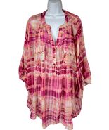 Avenue Womens Pink &amp; Peach Abstract Printed Blouse 30/32 Button-Up Pocke... - €15,73 EUR