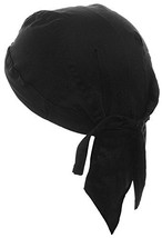 Buy Caps and Hats Black Doo-Rag Skull-Cap with Sweatband Motorcycle Bandana Wrap - £7.90 GBP