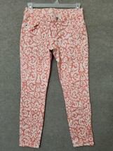 Old Navy Rockstar Jeans Womens 12 Pink White Coral Pattern Cotton Stretch - £17.88 GBP