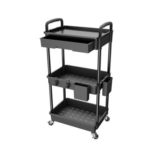 3 Tier Rolling Utility Cart with Drawer, - $100.76