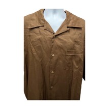 Steve Harvey Linen Men&#39;s Size 4XL Black Button Down Shirt w Pockets Shor... - $23.74