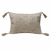 14&quot; X 20&quot; Tan And Beige 100% Cotton Abstract Zippered Pillow - £41.11 GBP