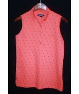 Lands End Women&#39;s Sleeveless Mesh Polo Print Coral Bliss Deep Sea Anchor... - $340.90 MXN