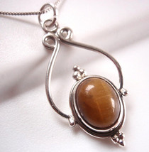 Nicely Accented Tiger Eye 925 Sterling Silver Necklace Corona Sun Jewelry - £11.27 GBP