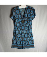 NY Collection Women&#39;s  Short Sleeve Teal/Black Casual Tunic Top Size  L - $18.81