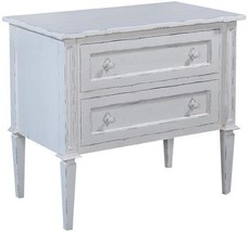 Nightstand Selena White Solid Wood Old World Distressing Tapered Legs 2-Drawers - £1,078.33 GBP