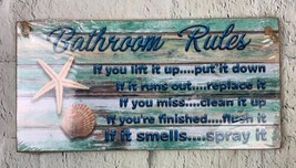 5inx10in Seashells Bathroom Rules If It Smells Spray It Beach Sign - £16.18 GBP