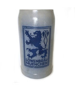 Vintage Lowenbrau Munchen German Large Beer Mug Stein Stoneware 1 Liter - $34.50