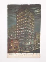 Pittsburgh PA Bank Savings Moonlight Night  Postcard Posted 1909 Vintage - $12.59