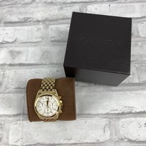 Michael Kors Pressley Chronograph MK5835 Wrist Watch Ladies/Unisex Gold Band - £72.94 GBP