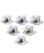Porcelain Espresso Cups and Saucers, Vespa Scene Design, 3 Oz, Set of 6 - $52.42