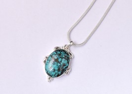 925 Sterling Silver Turquoise Gems Handmade Pendant Necklace Women Gift PSV-1774 - £36.08 GBP+