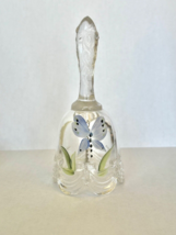 Fenton Clear Bell Hand painted Blue Butterfly and Signed - $49.00