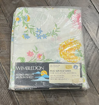 Vintage Wimbledon Sears Floral Flat Full Size Sheet Pink Yellow Blue Floral - $24.74