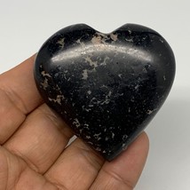 108.9g, 2.1&quot;x2.1&quot;x0.9&quot;, Black Tourmaline Heart Polished Crystal Decor, B21810 - £10.58 GBP