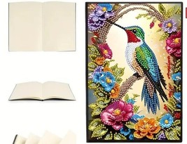 Flowers Bird Hummingbird Notebook Journal Diamond Jewel Art COMPLETED - $17.81