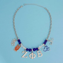 Women Blue Clear Glass Bead Dove Letter Charm Silver Oval Cable Fashion Necklace - £37.60 GBP