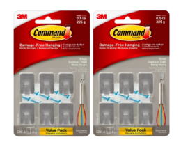 Command Small Stainless Steel Metal Hooks, 6 Hooks, 8 Strips 2 Pack - £9.86 GBP