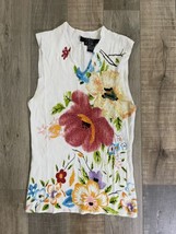 Finity Studio Floral Beaded &amp; Sequin Sweater Tank Top Size S - £14.51 GBP