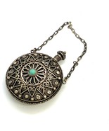 Vtg Sterling Israel Cannetille Filigree Turquoise Perfume Bottle Dangle ... - $156.14 CAD