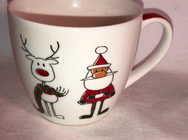 Christmas Coffee Mug Santa And Reindeer Mint - £15.79 GBP
