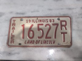 Vintage 1983 Illinois&quot; Land Of Lincoln&quot; Trailer License Plate 16527 RT Expired - £10.19 GBP