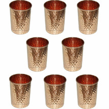 Handmade Copper Water Glass Drinkware Hammered Drinking Tumbler 300ML Set of 8 - £36.41 GBP