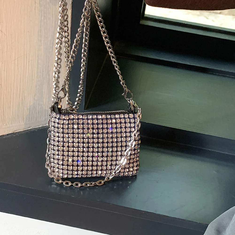 2023 Trend Mini Rhinestone Square Bag  Double Chain  Bag Spar Y2K Style ... - $64.12