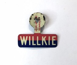 Vintage 1940 Presidential GOP Candidate Willkie Tin Lapel Pocket Campaig... - £9.38 GBP