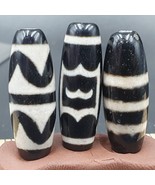N#342 Himalaya Indo Tibetano Raro Patrones Dzi Amuleto Cuentas Lote 3 Cu... - $62.80 CAD