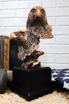 Majestic Wings Of Glory 2 American Bald Eagles Family Unit Sculpture With Base - £45.55 GBP