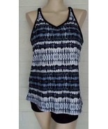 New Yonique Large Black White Geometric Tie Dye 2 Piece Tankini - $17.82