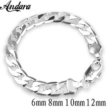 925 Silver Colour Bracelet Sideways Silver Bracelet 6MM8MM10MM Bracelet Men&amp;Wome - £11.99 GBP
