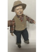 Grandpa Porcelain Doll Plaid shirt vest Country Christmas Holiday Decor - $27.96