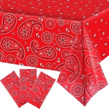 Western Party Tablecloth Paisley Table Cover Bandana Plastic Table Cloth Rectang - £15.79 GBP