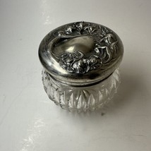 Unger &quot;Secret Of The Flowers&quot; Jar - Circa 1905,  Sterling Silver Cut Gla... - $327.24
