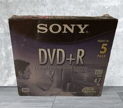 Sony NIB DVD+R 120 Min 4.7 GB 1x 16x RW 5 Pack Multicolor - $1.34
