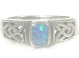 Celtic Opal Ring Sterling Silver Irish Knots Ring Size 7.50 Women Thumb ... - £29.38 GBP