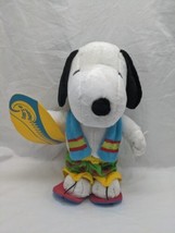 Surfs Up Snoopy With Tag Peanuts Plush Stuffed Animal 12&quot; Tested Works - $49.49