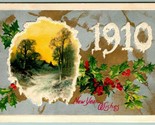 1910 New Year Wishes Icicles Cabin Scene Embossed Winsch Back DB Postcar... - $4.90