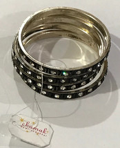 Chamak by Priya Kakkar Silver Tone Black Bracelet Lot of 3 Very Sparkly Bangles - £23.89 GBP