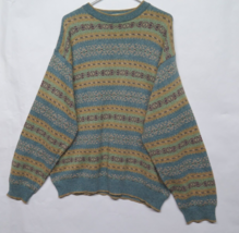LL Bean Mens Fair Isle Print Sweater Sz L Wool Silk Cotton Vintage Knit ... - $71.20