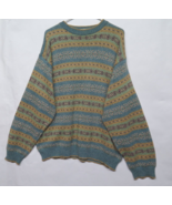LL Bean Mens Fair Isle Print Sweater Sz L Wool Silk Cotton Vintage Knit ... - £56.25 GBP