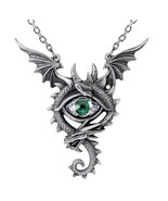 Alchemy Gothic Green Eye of the Dragon Flying Wings Pewter Pendant Neckl... - $95.67 CAD