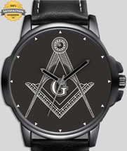 Masonic Square &amp; Compass Art Free Mason Beautiful Unique Wrist Watch - £44.58 GBP