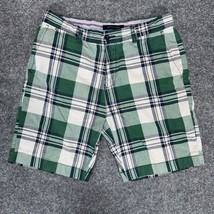 Tommy Hilfiger Shorts 32 Men Green Plaid Cotton Bermuda Casual 8.5&quot; Inse... - $16.71