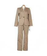 TAHARI Tan Beige Stretch Cotton Sateen Peplum Slim Leg Pant Suit 12 - $139.99