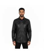 Black Stylish Casual Leather Real Lambskin Formal Wear Men Shirt Handmad... - $210.21 CAD+