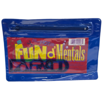 VINTAGE FUN D&#39;MENTALS BLUE 3 RING BINDER SCHOOL SUPPLY CARRY CASE W RULE... - $8.55