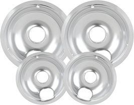4 Pack Chrome Drip Pans, Compatible with Whirpool Kenmore Frigirate Stove Top Dr - £19.70 GBP